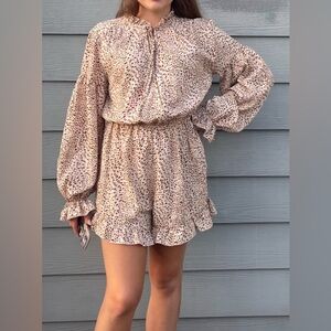 Leopard Print Long Sleeve boutique romper